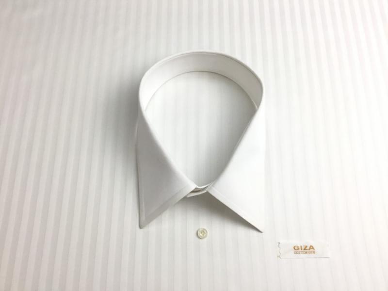 【GIZA】ホワイト/シャドーストライプ/120番手双糸