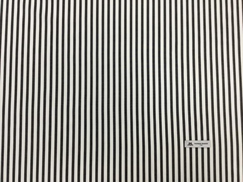 【Thomas Mason】白×濃灰/ロンドンストライプ/100番手双糸