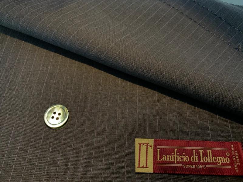 【在庫SALE】Tollegno/春夏向け/Super120's/茶×紫/ストライプ
