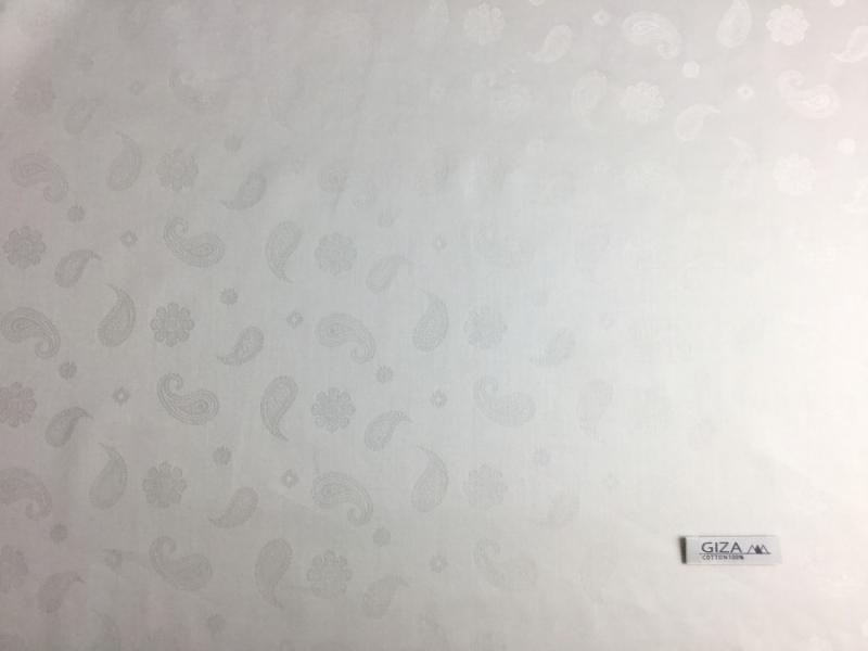 【GIZA】ホワイト/ペイズリー/光沢ジャガード