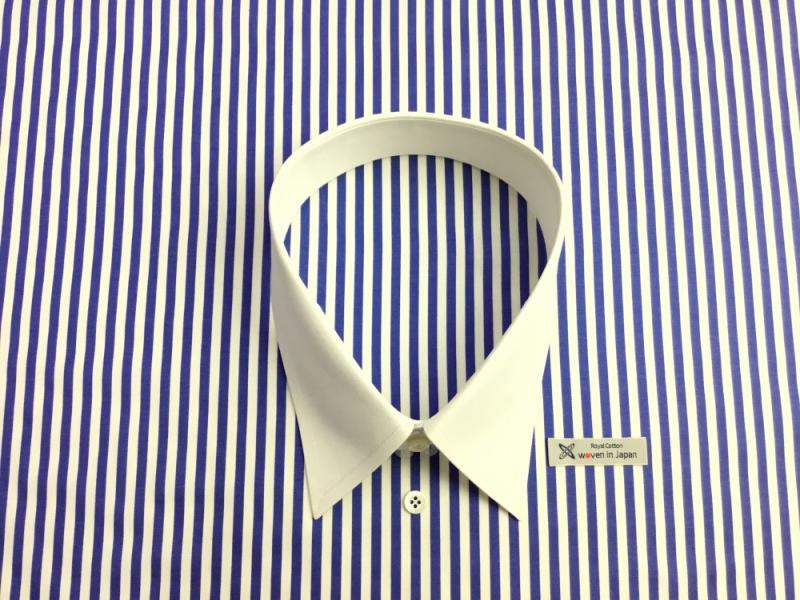 【精紡交撚】ホワイト×ブルー/ロンドンストライプ