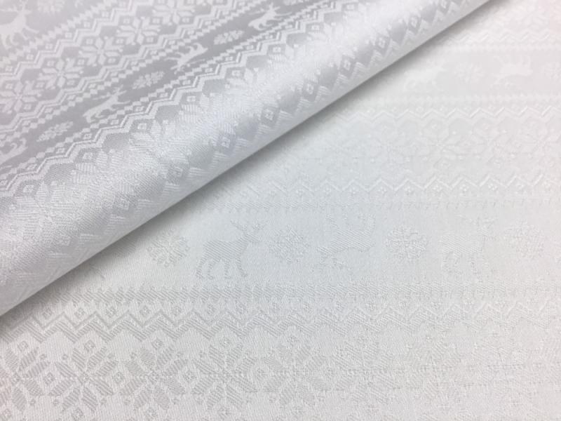 【GIZA】ホワイト/クリスマス/光沢ジャガード