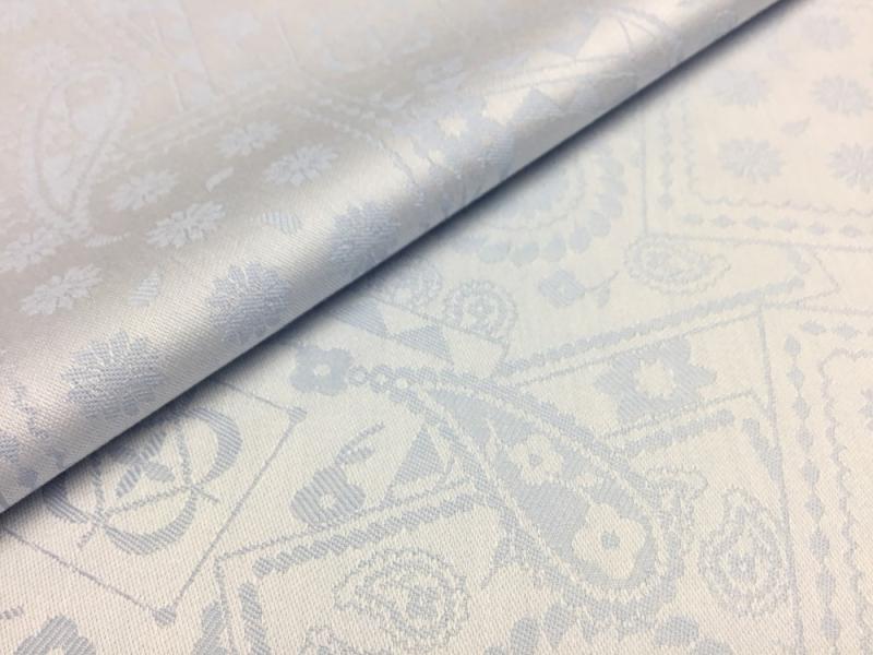 【GIZA】ライトブルー/カードペイズリー/光沢ジャガード